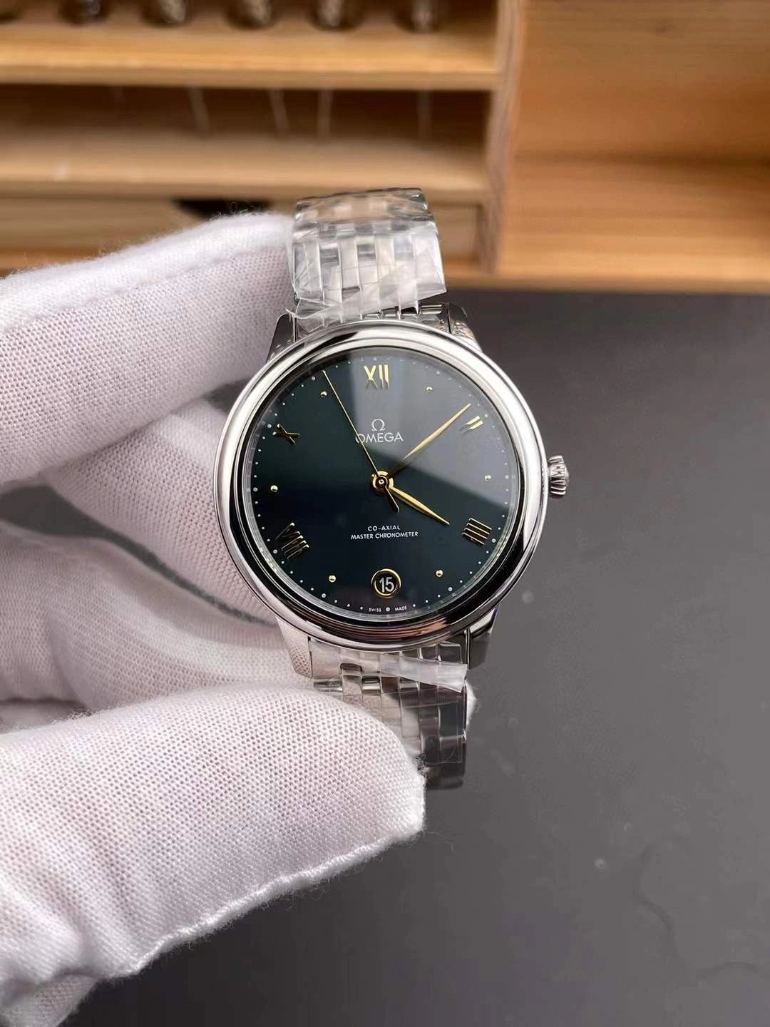 Stretchable CBD Factory Omega De Ville Prestige 40mm “Pine Green” (434.10.40.20.10.001) 1:1 Super Clone – DD8800 Movement 329